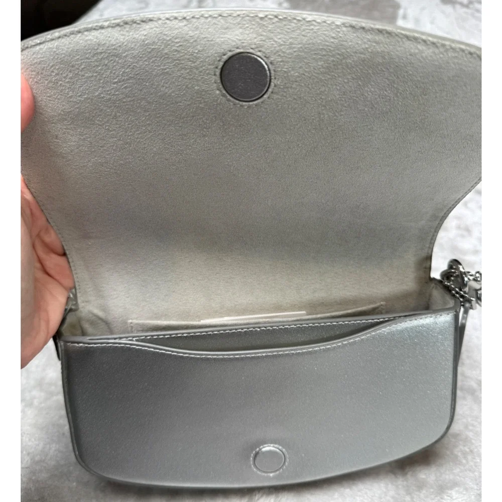 Coach Andrea Metallic Silver Smooth Leather Small Shoulder Bag CW023 NWOT